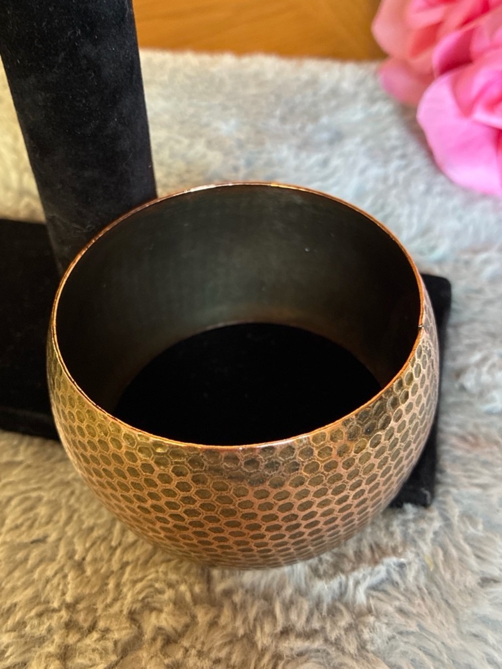 Hammered Metal Cuff Bracelet - Brass Tone - Picture 2 of 4